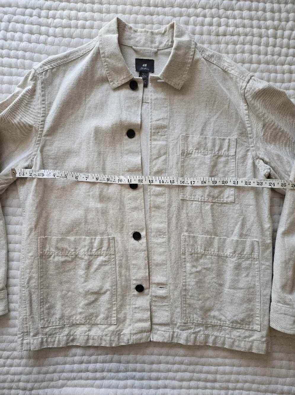 H&M Men's Off-White Lightweight Button-Up Jacket Size Large